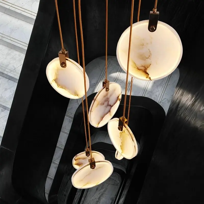Tuya Marble Large Hanging Stairwell Lighting Chandelier - Image 4