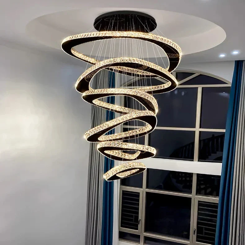 Twisted Ring Led Light Chandelier for High Ceiling - Image 2