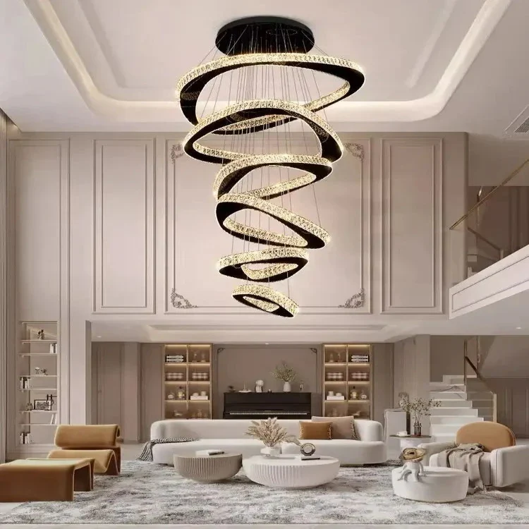 Twisted Ring Led Light Chandelier for High Ceiling - Image 4