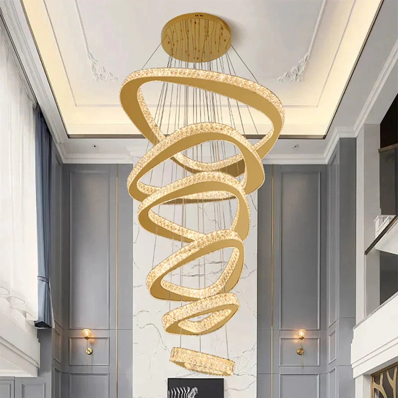 Twisted Ring Led Light Chandelier for High Ceiling - Image 5