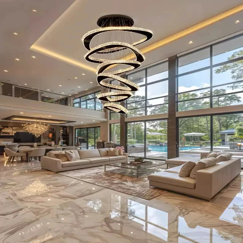 Twisted Ring Led Light Chandelier for High Ceiling - Image 6