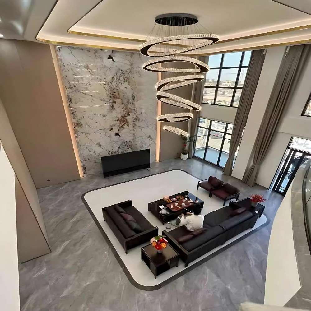 Twisted Ring Led Light Chandelier for High Ceiling - Image 7