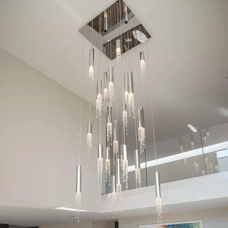 Ulas Modern Crystal Cascade LED Pendant Chandelier - Image 3