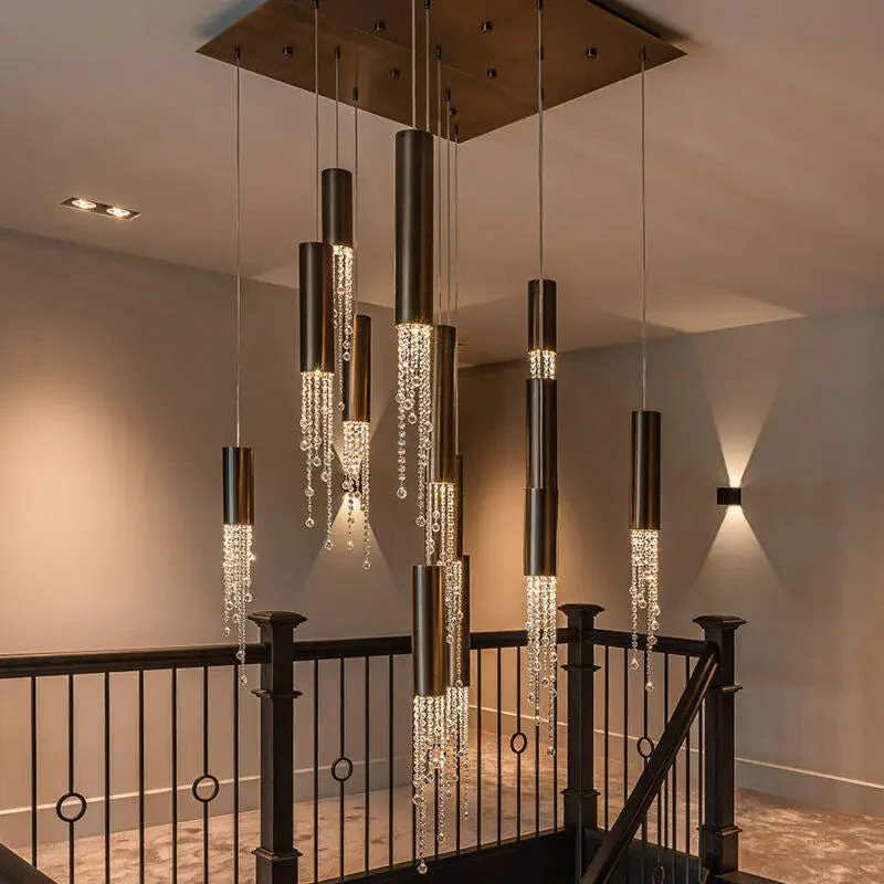 Ulas Modern Crystal Cascade LED Pendant Chandelier - Image 4