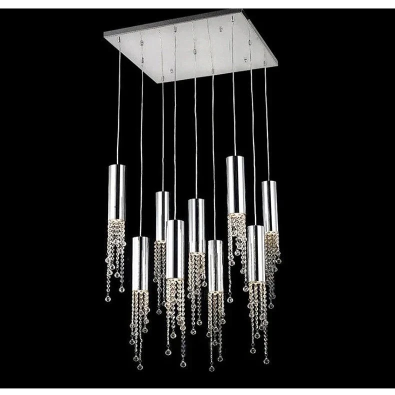 Ulas Modern Crystal Cascade LED Pendant Chandelier - Image 7
