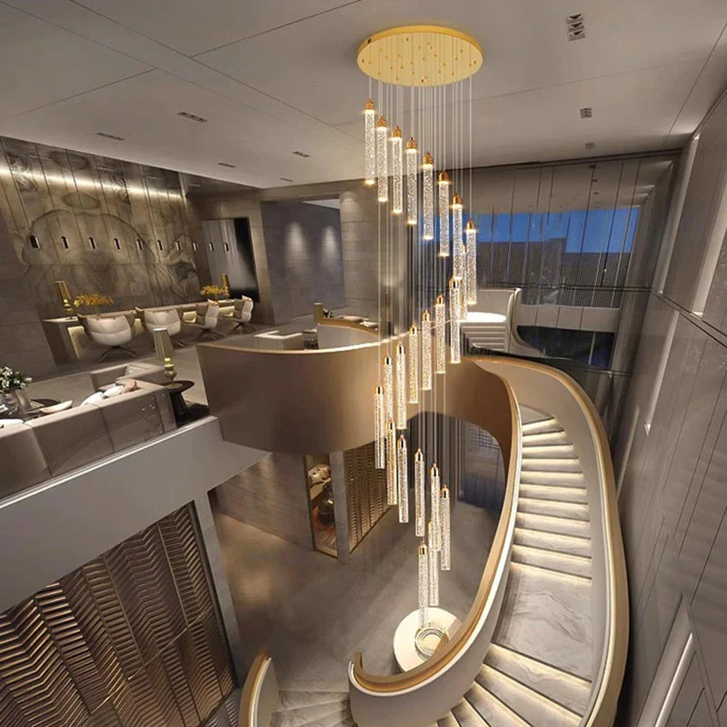 Uly Gold Crystal Chandelier for Staircase & Foyer & High Ceiling - Image 3