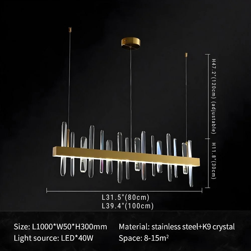 Vetra Gold Rectangular Crystal Chandelier - Image 7