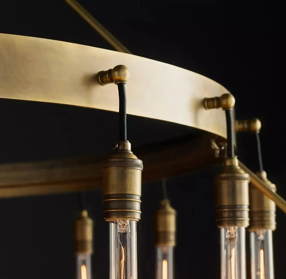 Vintage Round 3 Tier Metal Axis Pendant Chandelier - Image 6