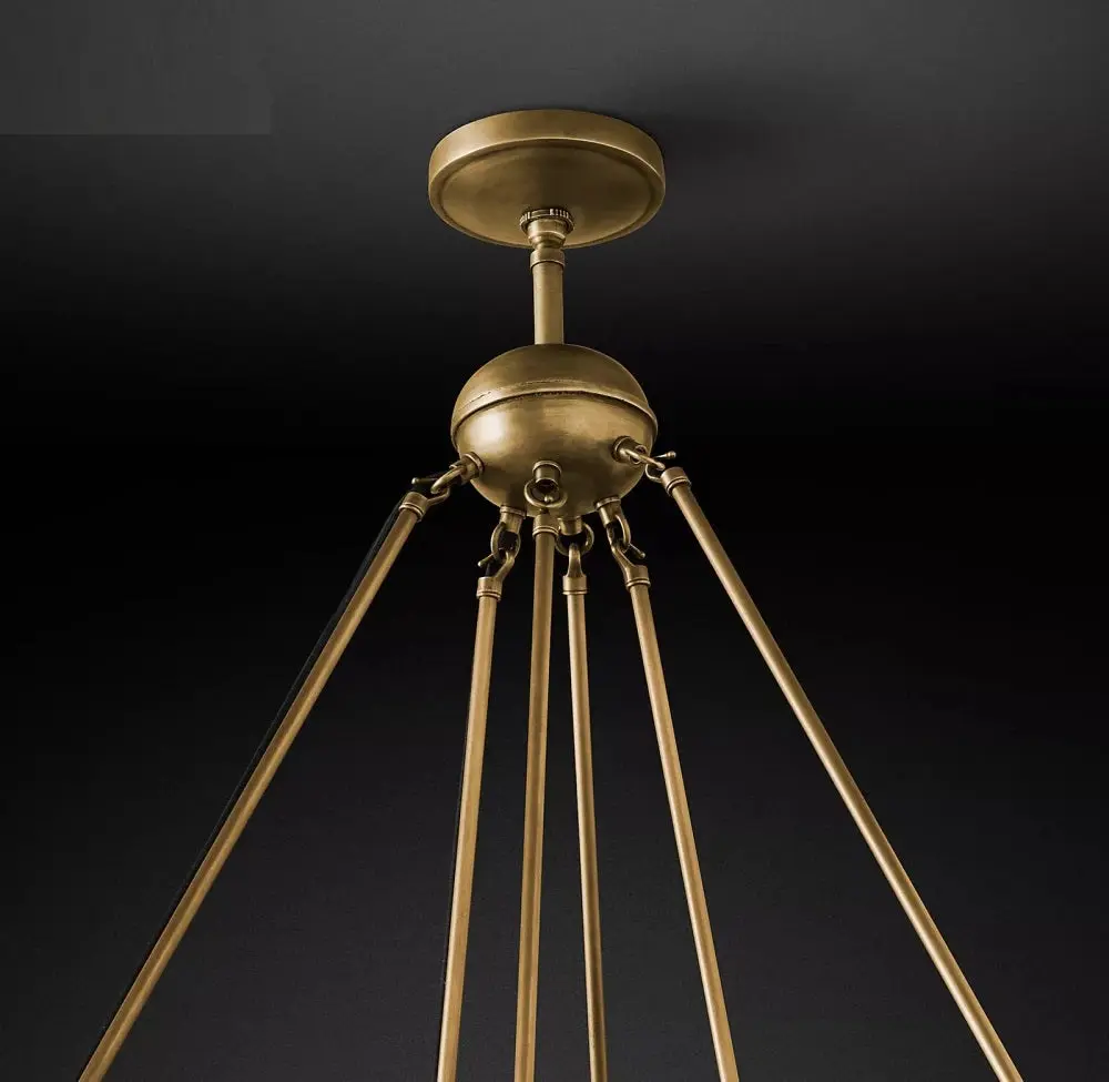 Vintage Round 3 Tier Metal Axis Pendant Chandelier - Image 7