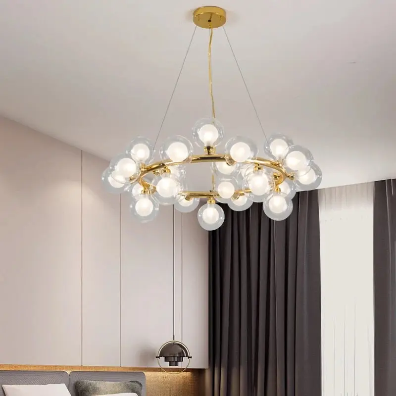 Violet Gold Glass Bubble Chandelier - Image 3