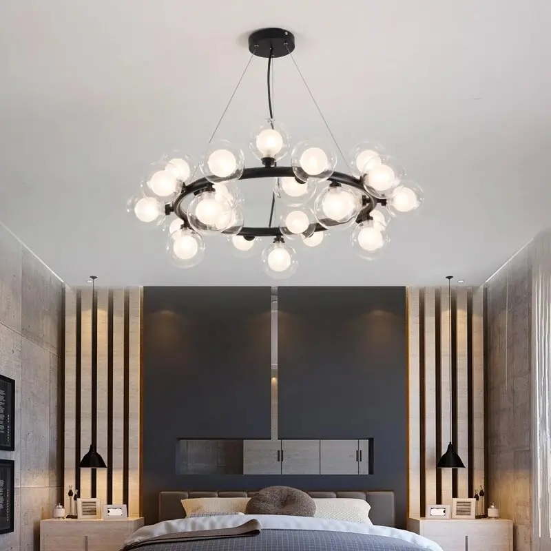 Violet Gold Glass Bubble Chandelier - Image 4