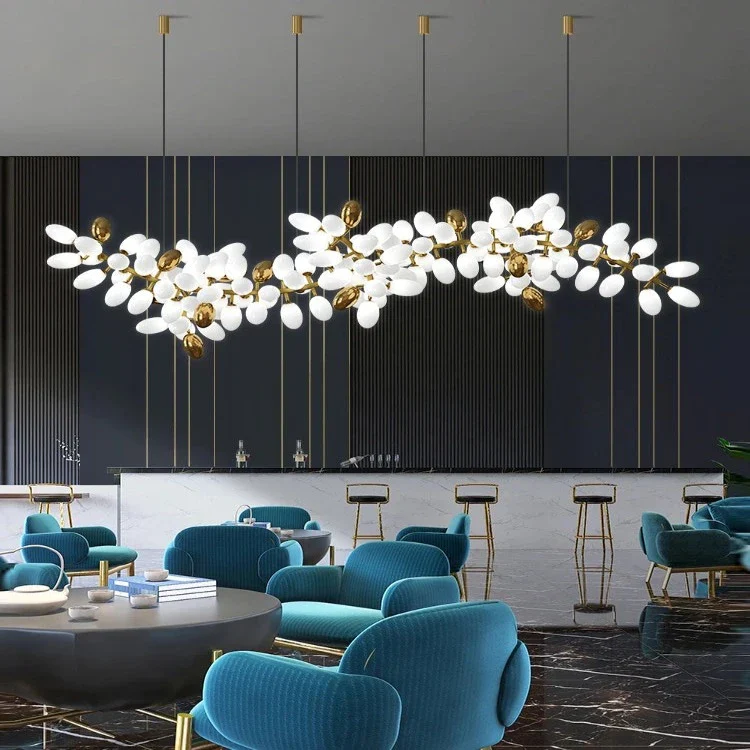 White and Gold Leaf Chandelier for Living Room - Image 2
