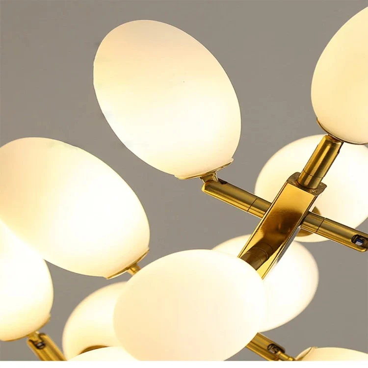 White and Gold Leaf Chandelier for Living Room - Image 4