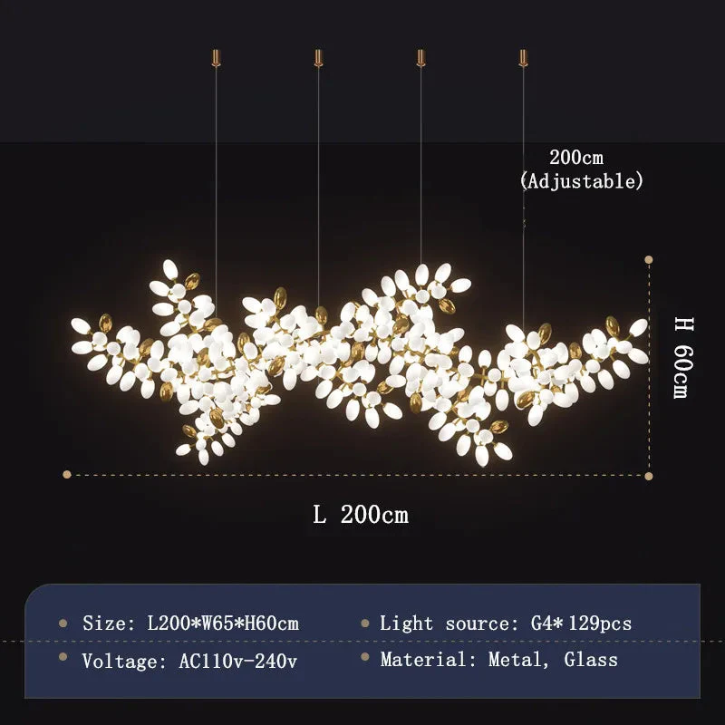 White and Gold Leaf Chandelier for Living Room - Image 5