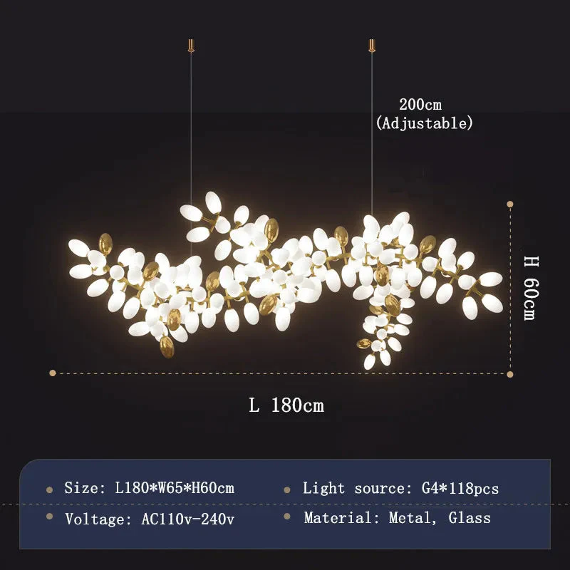 White and Gold Leaf Chandelier for Living Room - Image 6