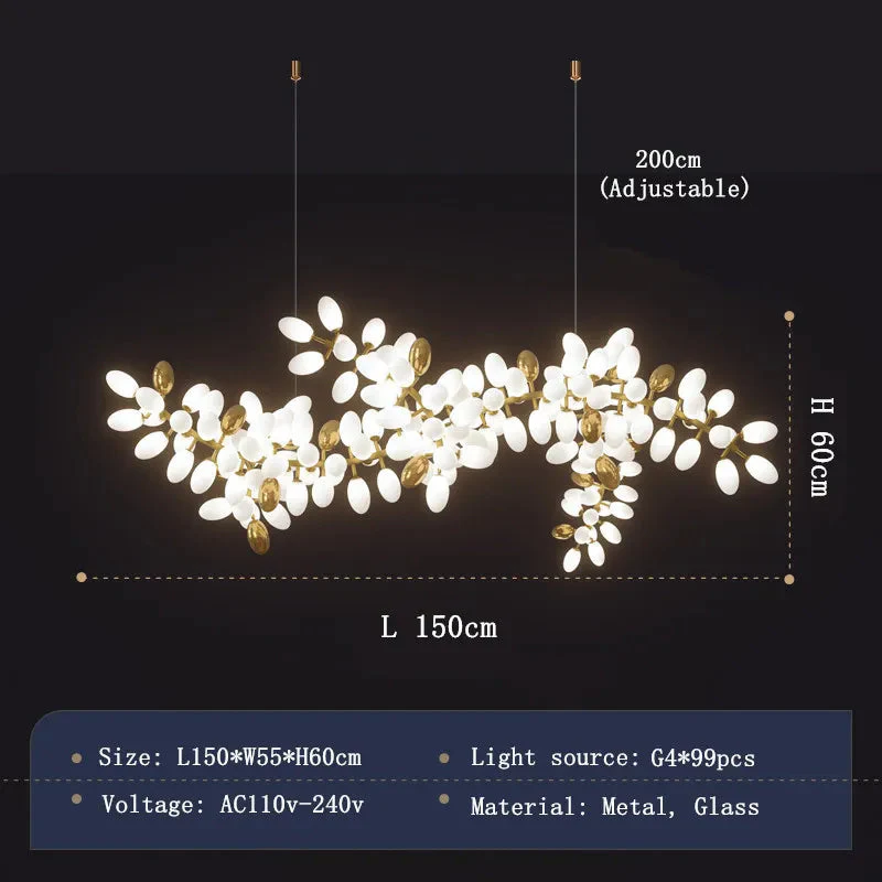 White and Gold Leaf Chandelier for Living Room - Image 7