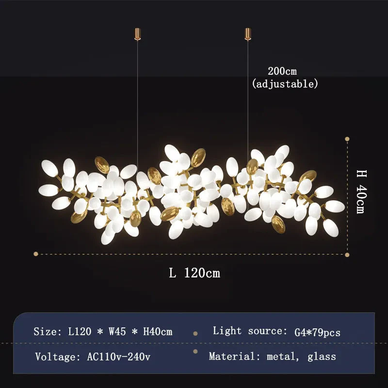 White and Gold Leaf Chandelier for Living Room - Image 8