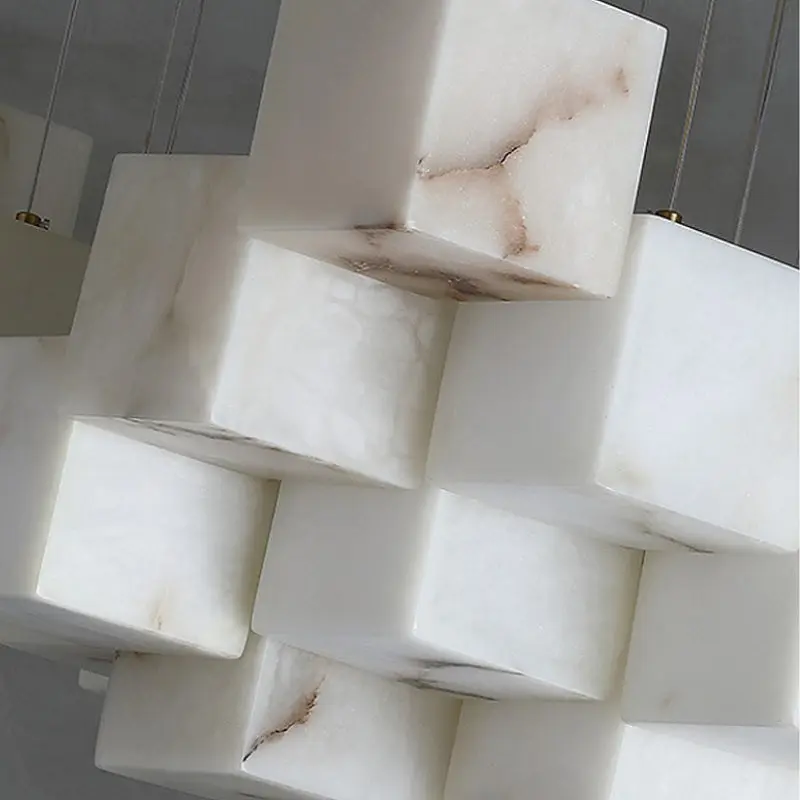 White Marble LED Cube Chandelier 7/9/18/25/36 Light - Image 4