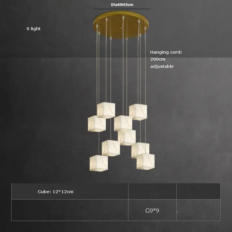 White Marble LED Cube Chandelier 7/9/18/25/36 Light - Image 7