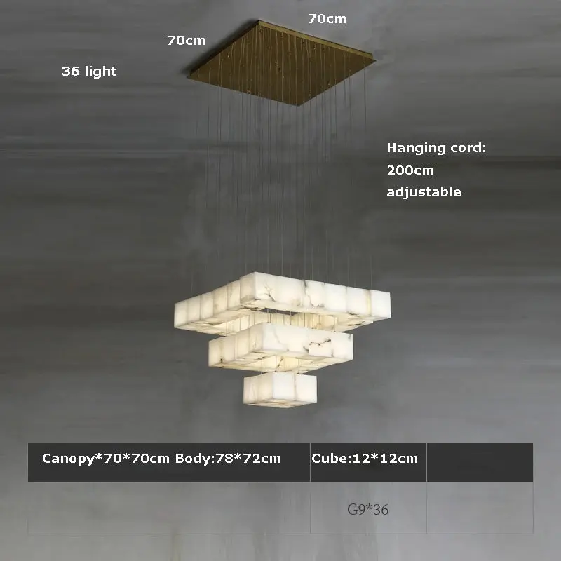 White Marble LED Cube Chandelier 7/9/18/25/36 Light - Image 8