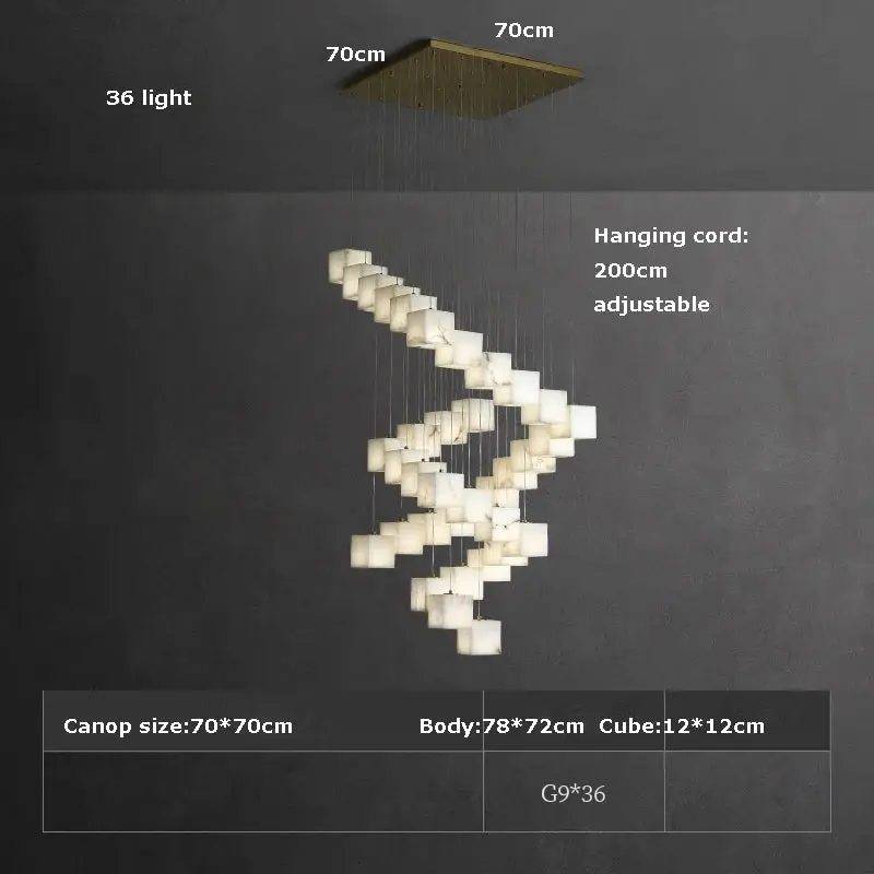 White Marble LED Cube Chandelier 7/9/18/25/36 Light - Image 9
