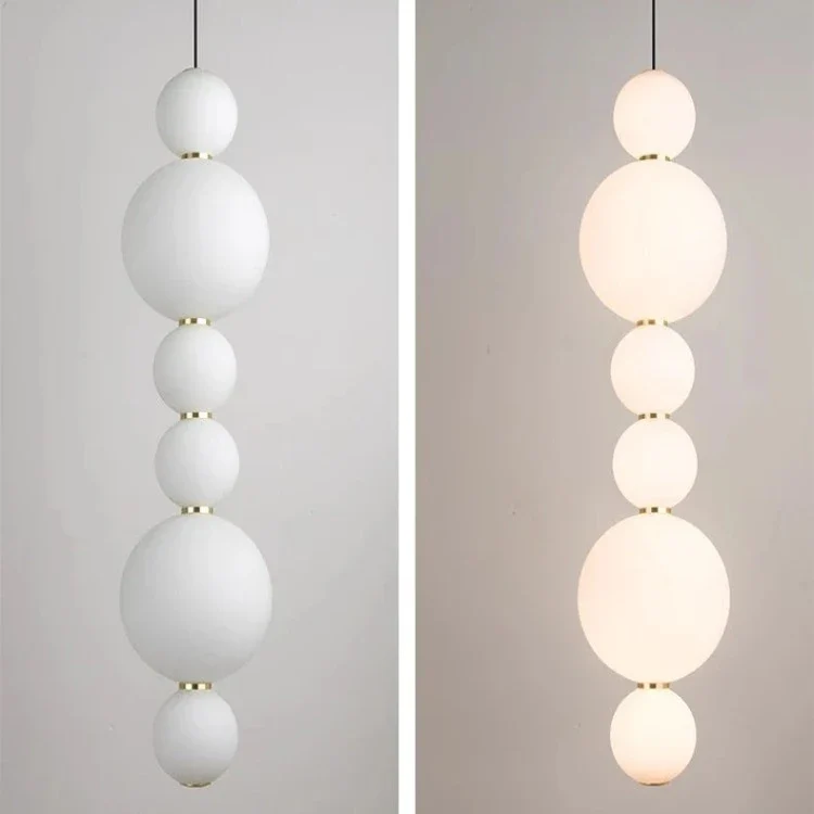 White Multi Globe Pendant Light for Staircase & High Ceiling - Image 6
