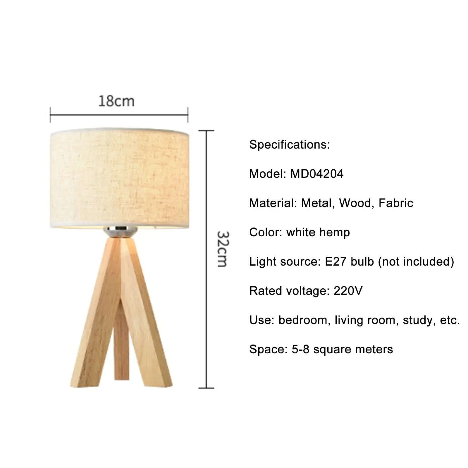 Hugo Wooden Bedside Lamp - Image 4
