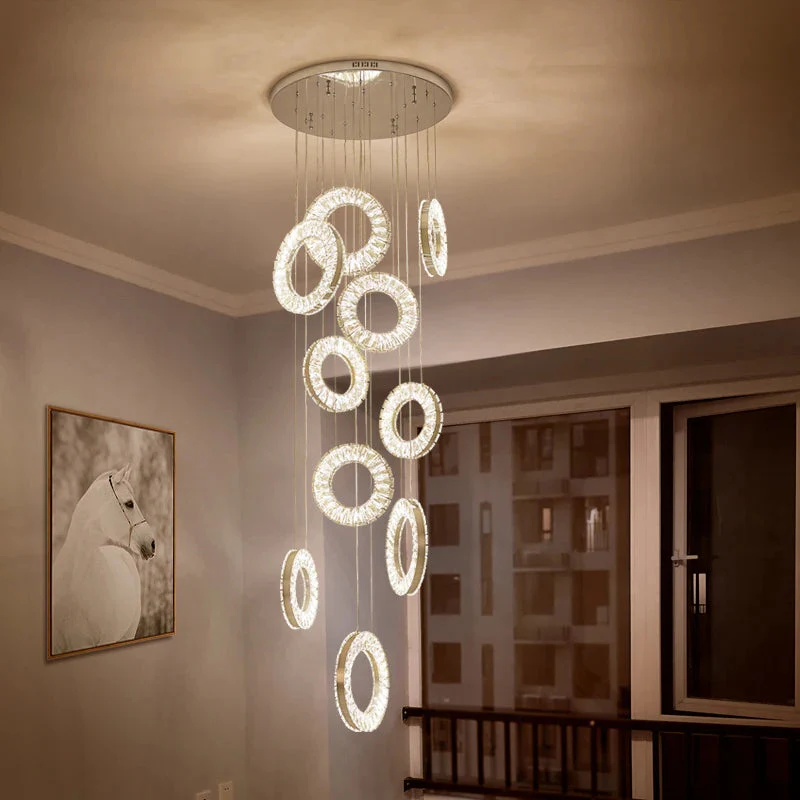 Yasmin Dimmable Crystal Ring Ceiling Light for Staircase - Image 3