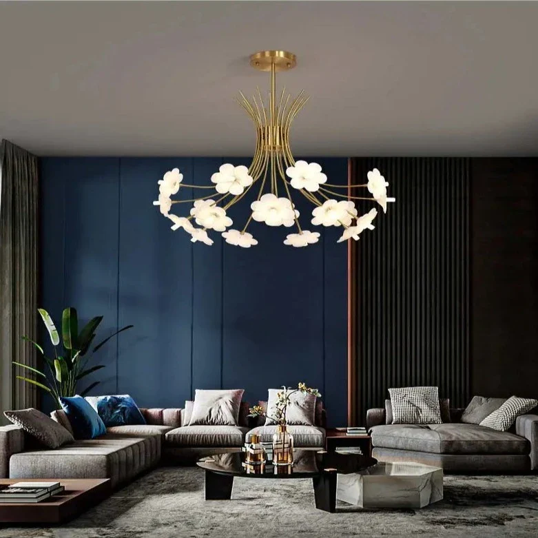Yelis Modern Copper Glass Flower Chandelier
