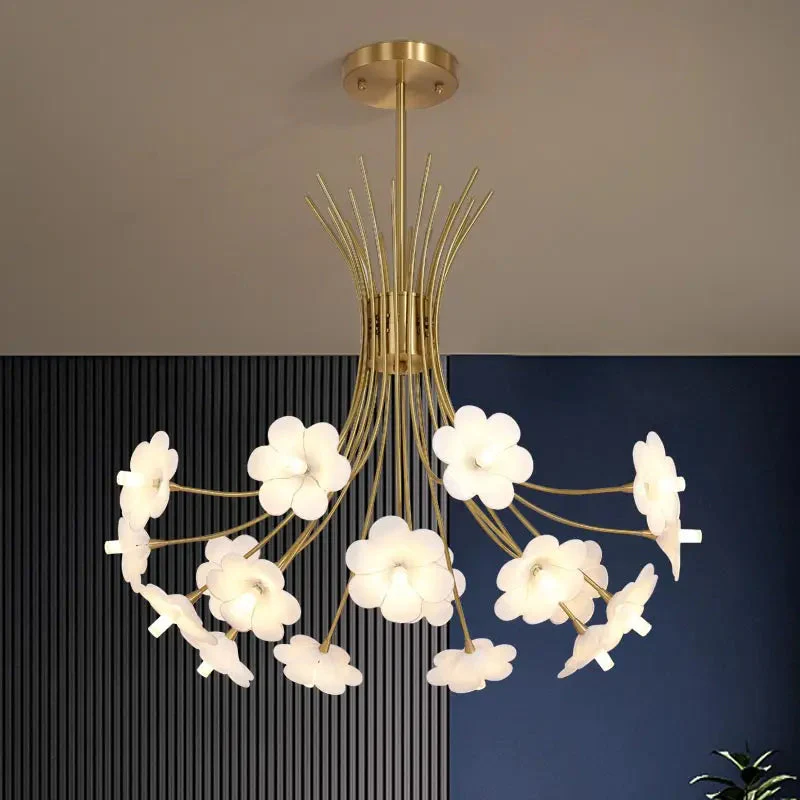 Yelis Modern Copper Glass Flower Chandelier - Image 2