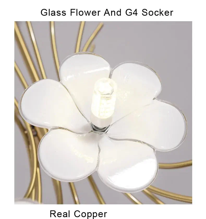 Yelis Modern Copper Glass Flower Chandelier - Image 3
