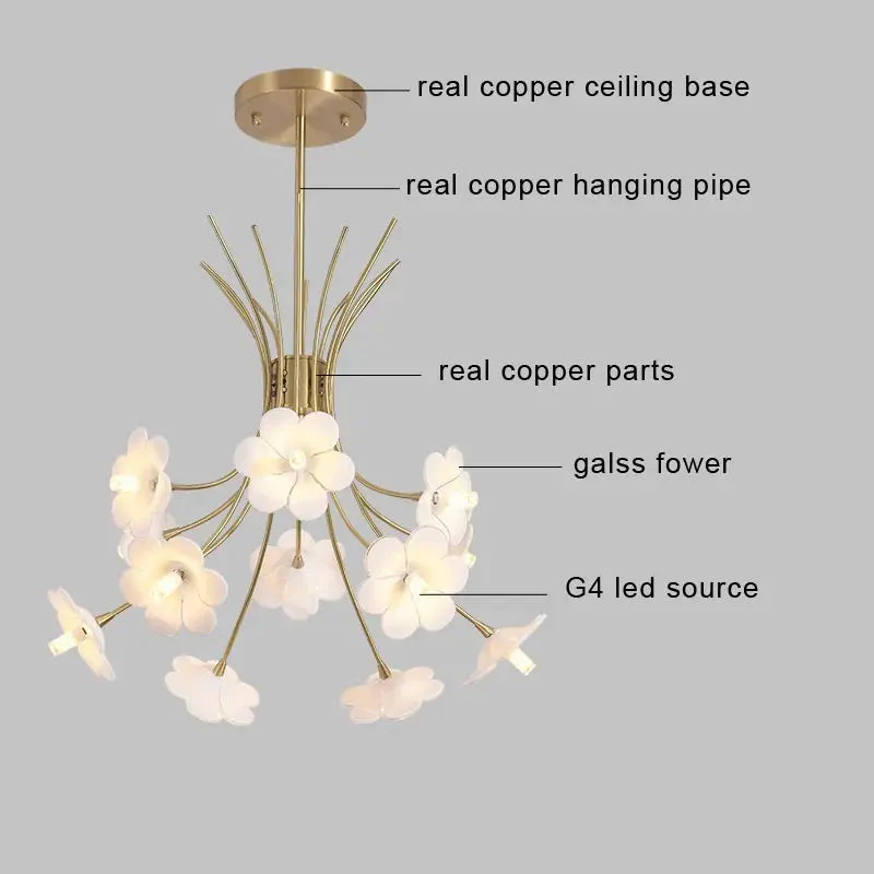 Yelis Modern Copper Glass Flower Chandelier - Image 4