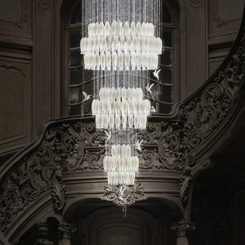 Yina White Ceramic Tulip Chandelier For Staircase - Image 4