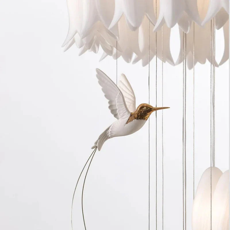 Yina White Ceramic Tulip Chandelier For Staircase - Image 5