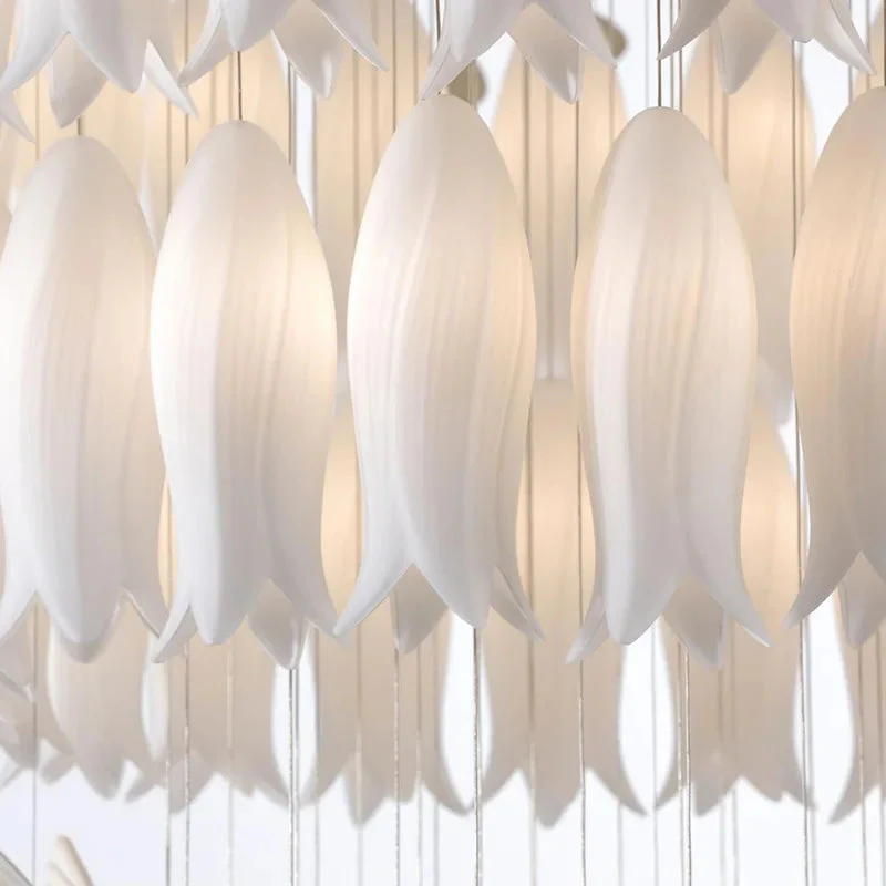 Yina White Ceramic Tulip Chandelier For Staircase - Image 6