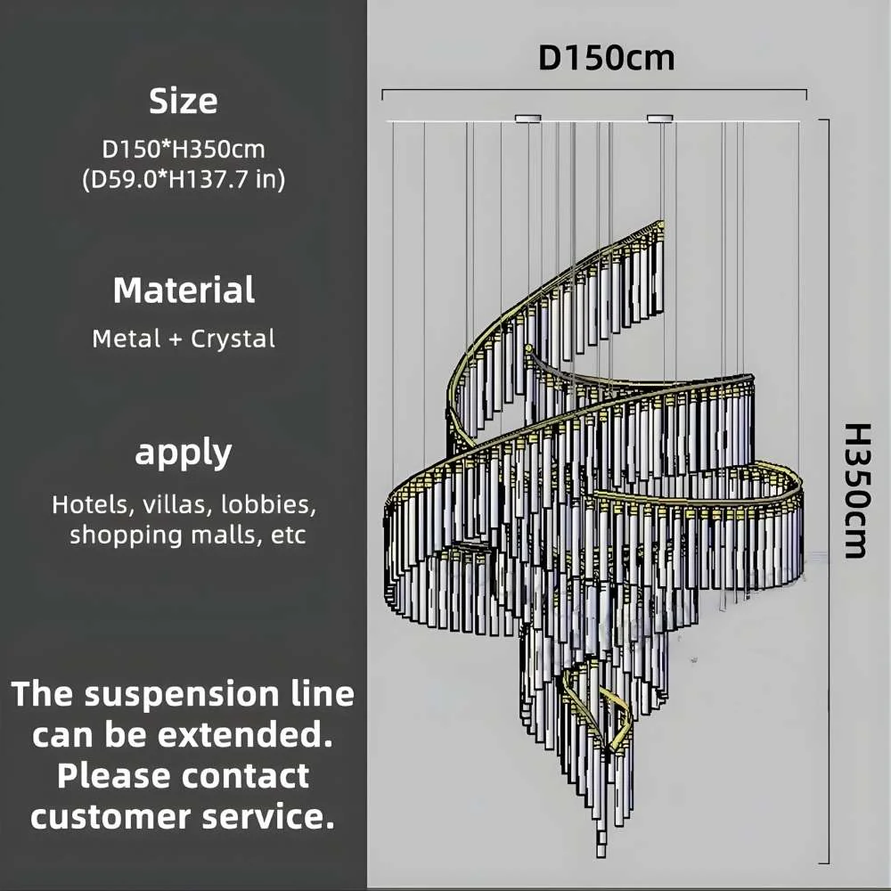 Zaira Spiral Crystal Chandelier - Image 8